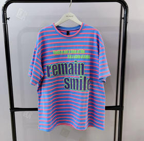 【实物颜色超显肤色白】水淼2026春新款一手长宽松时尚彩条T恤2749