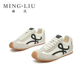 情侣款真皮阿甘鞋女2026春季新款运动小白鞋复古华夫鞋百搭德训鞋