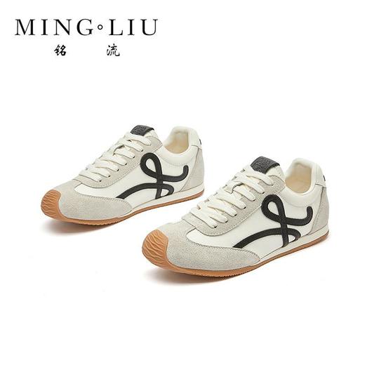 情侣款真皮阿甘鞋女2026春季新款运动小白鞋复古华夫鞋百搭德训鞋 商品图0