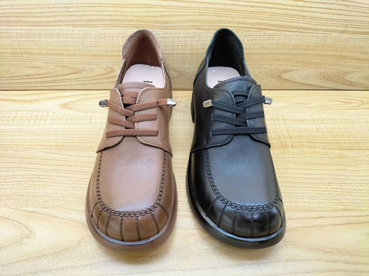 秋季新款豪行女鞋23320887时尚中跟真皮舒适休闲中年单鞋正 商品图3