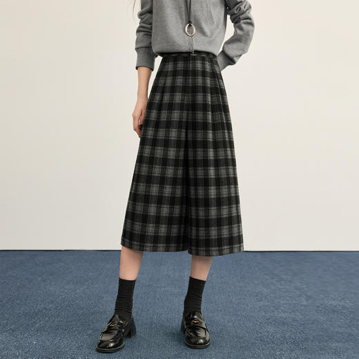 【12/10新品6折】熙世界慵懒复古格纹针织七分阔腿裤女冬季宽松小个子八分休闲裤子 商品图4