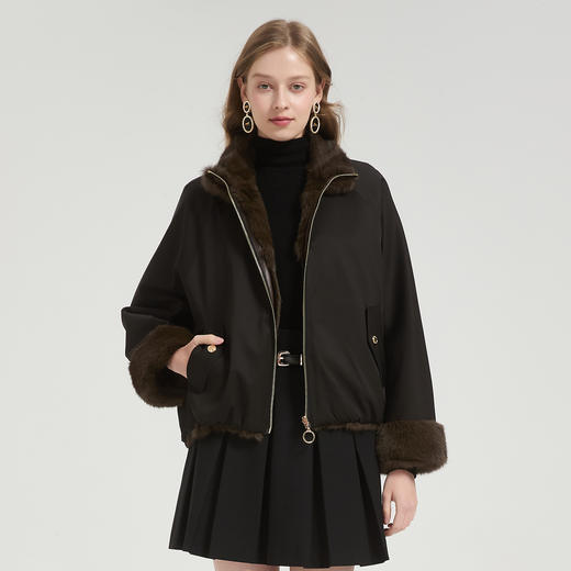 QP609斯尔丽2025冬季新款高级感时尚皮毛一体多用领两面穿外套女式皮草 商品图5