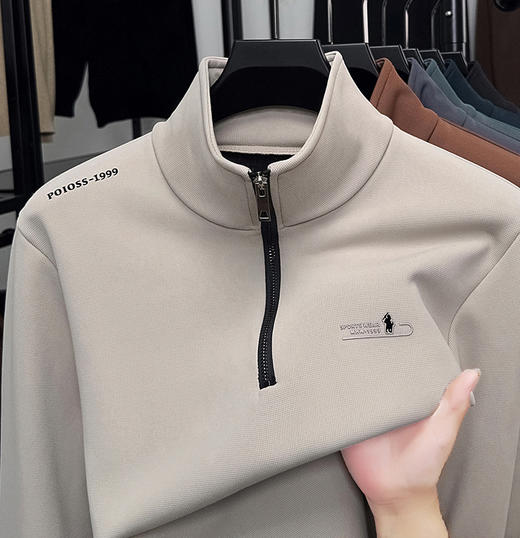 秋冬新款休闲长袖新款德绒压标拉链卫衣男士上衣 商品图5