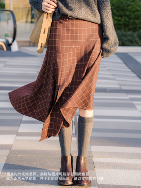 热可可 不规则格纹设计感A字半裙FCF4SKT154