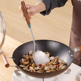 茶花 甄享304不锈钢木柄锅铲