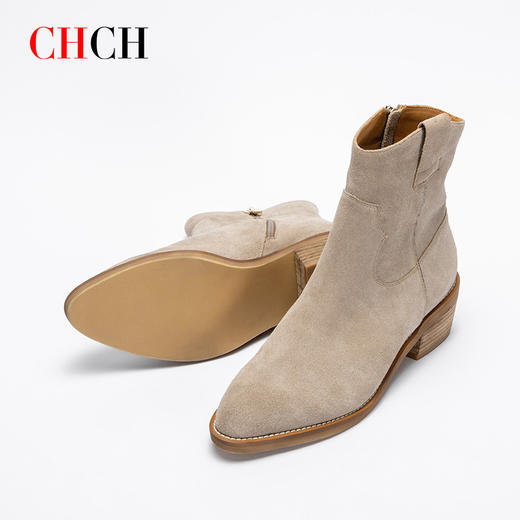 平衡鞋西部牛仔短靴反绒尖头靴CN2B7021 商品图2