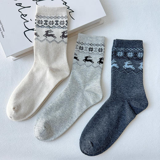 基础-简约费尔岛小鹿中筒袜-纪念日百货门店同款168143662 商品图1