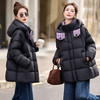 时尚格纹撞色拼接连帽羽绒服，气质中长款加厚保暖外套HR-MEIQIN59176 商品缩略图3