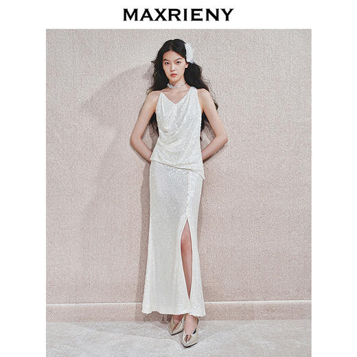 MAXRIENY【商场同款-新年节庆穿搭】MAXRIENY如意鎏金半裙亮片鱼尾(货号:MC85SK769) 商品图1