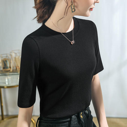 【大牌品质】莫代尔棉圆领中袖上衣 四季可穿内搭显瘦五分袖T恤 商品图1