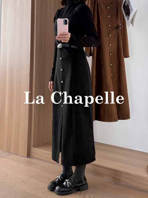 会员福利【复古时髦两件套】拉夏贝尔/La Chapelle半高领打底+复古吊带裙！高级感通勤时髦套装（含腰带） 商品图5
