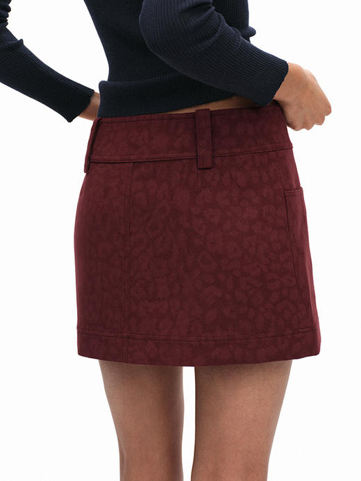 TR她热 绯闻女孩 酒红色豹纹印花复古显瘦显腿A字半裙短裙 商品图2