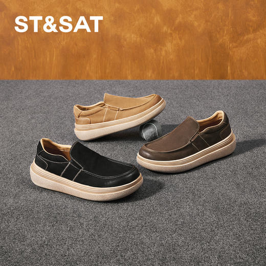 星期六男士复古休闲款牛皮皮鞋SSD3121003 商品图5