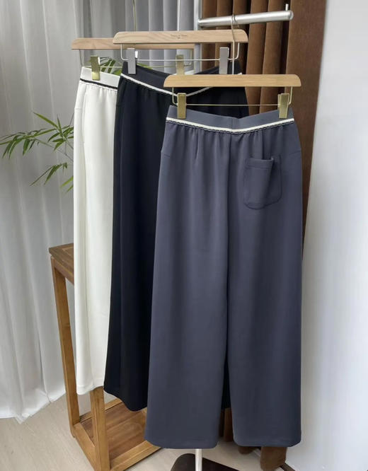 新款时尚松紧腰字母宽松显瘦阔腿直筒休闲裤 商品图2