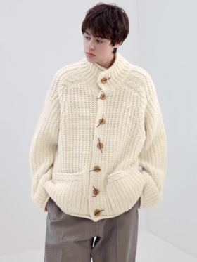 Simple Project/M25193/绳结皮扣粗针羊毛高领毛衣外套