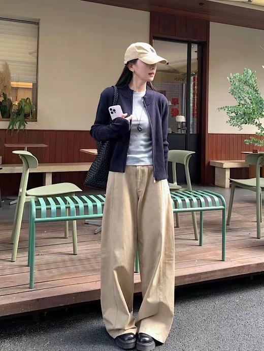 D121031冬季新款立领双拉链针织开衫毛衣显瘦百搭针织外套 商品图6