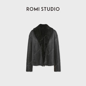 ROMI STUDIO西班牙进口美利奴皮毛一体两穿大翻领皮草 RWCWWG7021