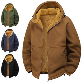 2026新款加绒加厚保暖防风自发热连帽抓绒衣外套（多色）