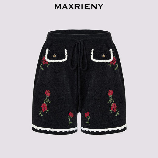 MAXRIENYMAXRIENY玫瑰绣花A字高腰短裤女修身(货号:MC85PA766) 商品图4
