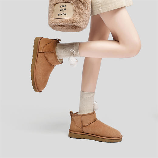 隆丰新款男女同款A级羊皮毛一体加厚经典款平底短筒雪地靴122215 商品图3