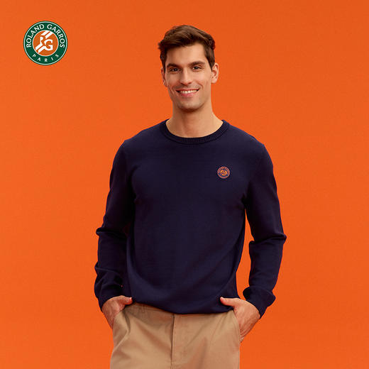 罗兰加洛斯法网针织衫毛衣秋冬新款男女圆领纯色休闲打底线衫 商品图2