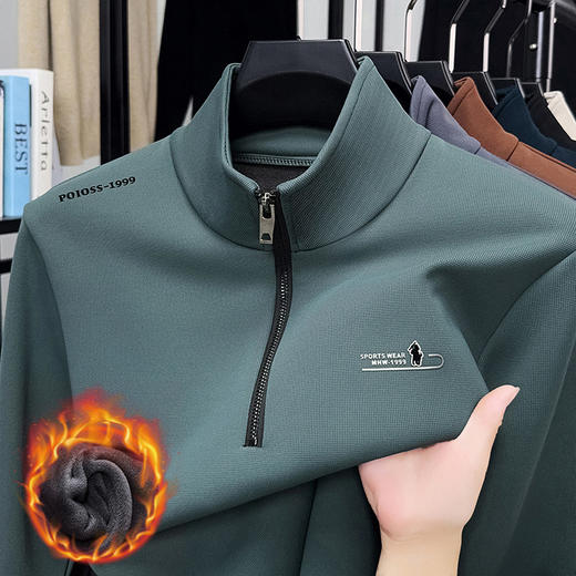 秋冬新款休闲长袖新款德绒压标拉链卫衣男士上衣 商品图1