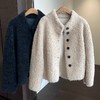 冬日氛围感！ 时髦立领排扣卷毛外套女上衣2025新款秋冬季！ 商品缩略图4