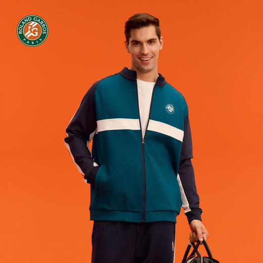 罗兰加洛斯法网男士开衫外套24年秋撞色弹力网球运动针织网球服 商品图1