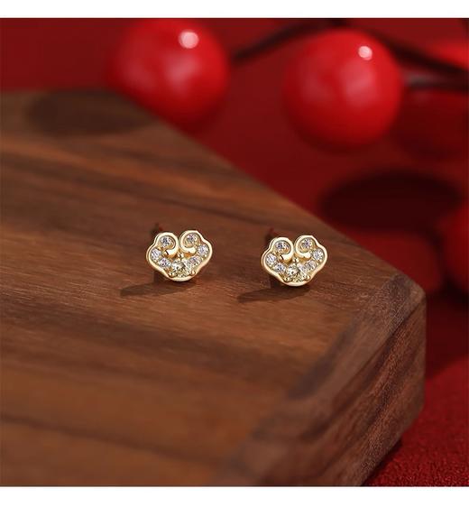 【熠熠贺岁耳钉】敦煌小众轻奢S999足银国风本命年 熠熠贺岁鸿运吉祥新年福气满满养耳洞耳饰 商品图6