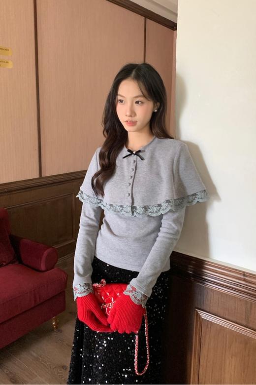 amadella 温柔风拼接蕾丝斗篷+内搭针织上衣 21983 商品图5