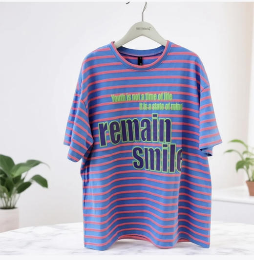 【实物颜色超显肤色白】水淼2026春新款一手长宽松时尚彩条T恤2749 商品图4