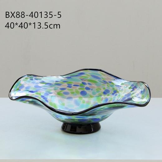 北欧创意手工琉璃雨点花边大口果盘样板间高档不规则异形装饰收纳 商品图6