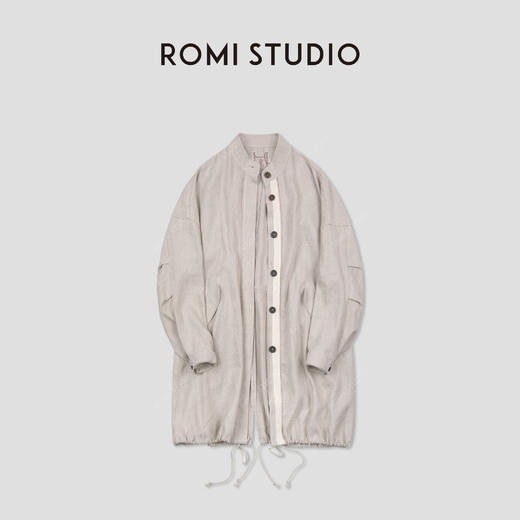 ROMI STUDIO“工匠精神”亚麻羊毛做旧手工缝线廓形风衣 RWCAWJ5224 商品图0