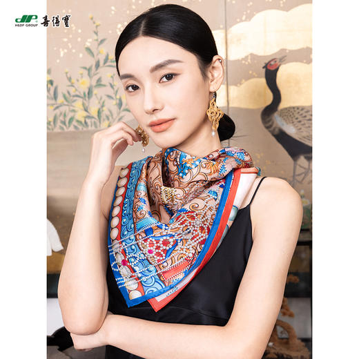 喜得宝文创丝巾《冠礼》数码大方巾 杭州丝绸100%桑蚕丝素绉缎 商品图1
