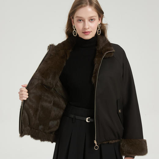 QP609斯尔丽2025冬季新款高级感时尚皮毛一体多用领两面穿外套女式皮草 商品图9