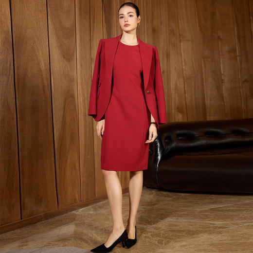 IWY/高端职业装气质女神范职场套装新年红色年会宴会连衣裙两件套C2565+Q1501 商品图3