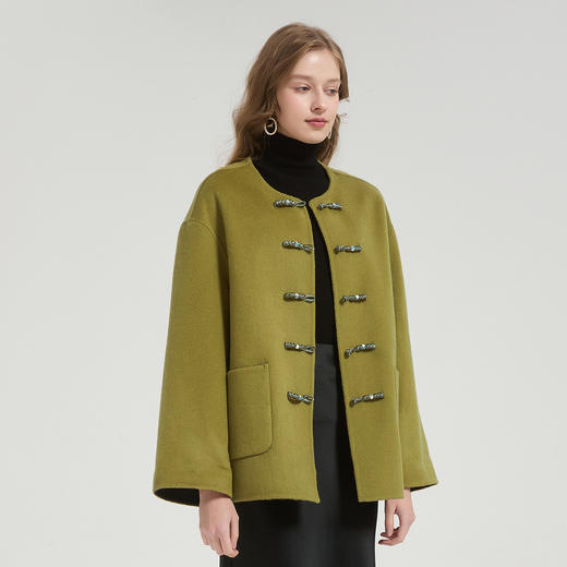 QH971斯尔丽2025秋冬新款中国结时尚国风双面呢大衣羊毛大衣通勤百搭 商品图6