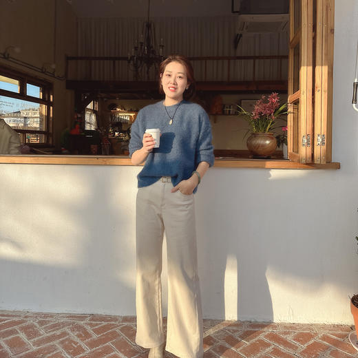 火桐hooton 帝王紫 锻彩花纱山羊绒拉绒圆领套头衫85380 商品图2