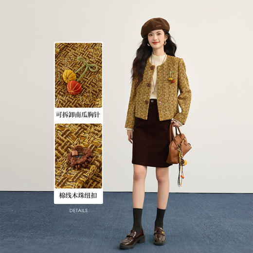 【12/10新品6折】熙世界财阀千金小香风短外套女2025秋冬款高级感羊毛编织气质上衣 商品图2