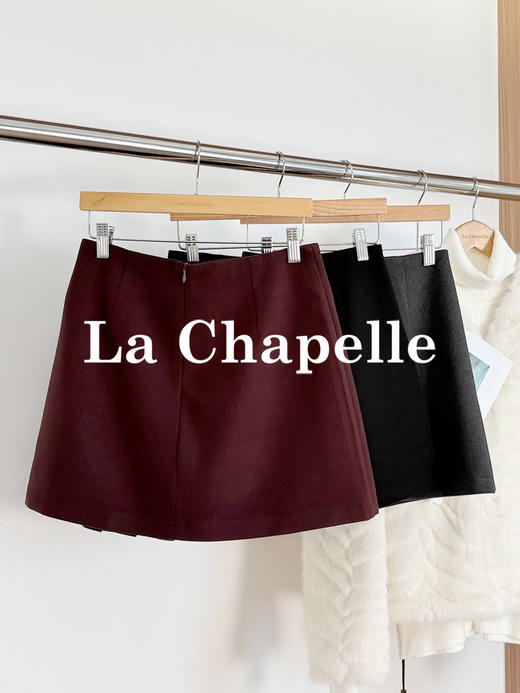 会员福利【加厚西装裙】拉夏贝尔/La Chapelle气质高腰A字短裙~设计感显瘦遮胯减龄百褶裙 商品图4