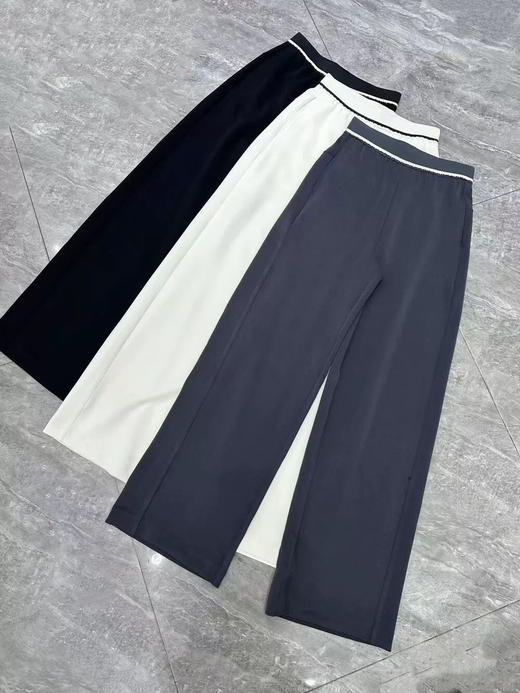 新款时尚松紧腰字母宽松显瘦阔腿直筒休闲裤 商品图1