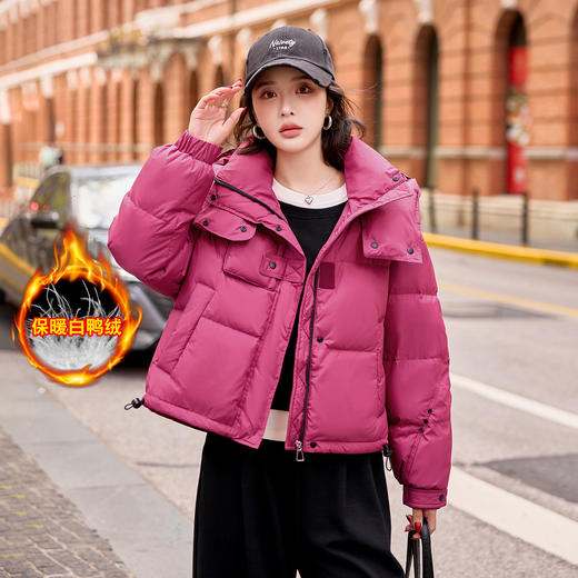设计感短款羽绒服连帽加厚保暖，显瘦减龄面包服外套HR-MUZI687 商品图0