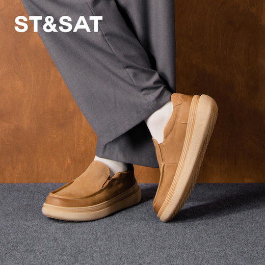 星期六男士复古休闲款牛皮皮鞋SSD3121003 商品图2