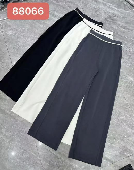 新款时尚松紧腰字母宽松显瘦阔腿直筒休闲裤 商品图0