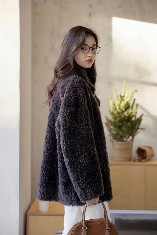 D121032冬季轻盈高保暖立领单排扣羊羔毛高质感毛毛外套 商品图10