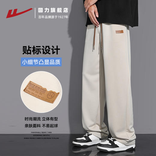 回力裤子男秋冬款宽松卫裤垂感阔腿裤加绒休闲长裤春秋直筒运动裤 商品图3