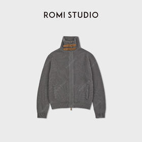 ROMI STUDIO“复古格调”羊绒羊毛混纺真皮扣开襟毛衫 RWCASD6879