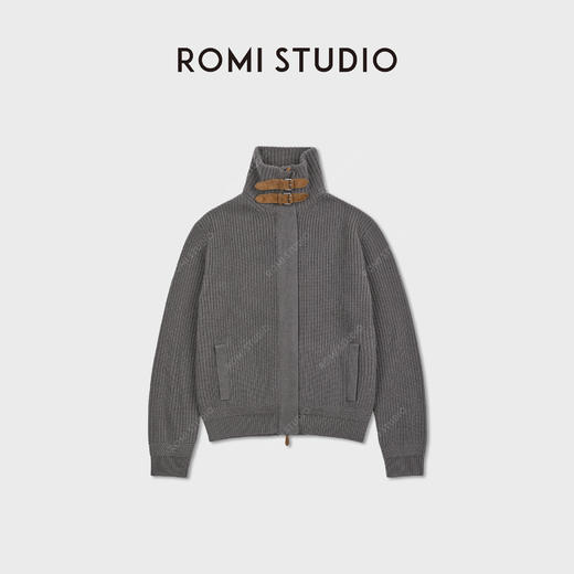 ROMI STUDIO“复古格调”羊绒羊毛混纺真皮扣开襟毛衫 RWCASD6879 商品图0