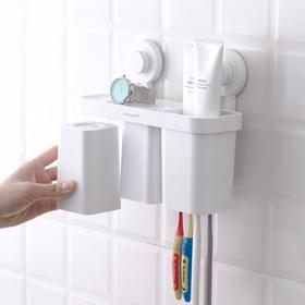 茶花 卡乐免打孔吸壁牙刷架