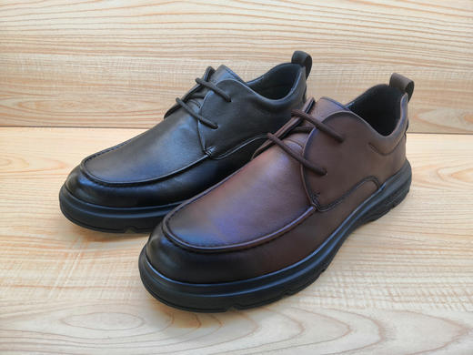 豪行正品12383552真皮牛皮细带商务休闲皮鞋男单鞋   棕色39.40.43 商品图1